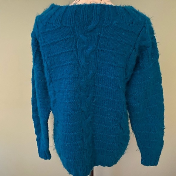 Teal Cable Knit Sweater - Picture 2 of 6